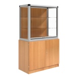 Vitrine, mit Unterschrank, 180 cm hoch, 100x50 cm (B/T), Holzrückwand, 